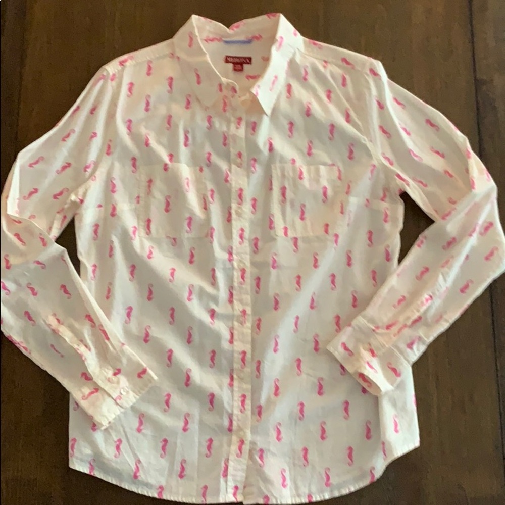 Merona Seahorse Long Sleeve Button Down Shirt